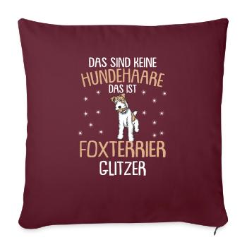 Foxterrier Glitzer Hundehaare | Foxterrier T-Shirt - Sofakissenbezug 45 x 45 cm - Burgunderrot - Vorne