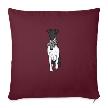 Foxterrier Drahthaar Kuscheltier - Sofakissenbezug 45 x 45 cm - Burgunderrot - Vorne