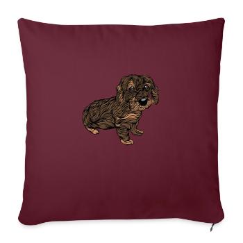 Teckel teckel tilleu chien de blaireau | Teckel aux cheveux rugueux - Housse de coussin décorative 45 x 45 cm - bordeaux - Devant