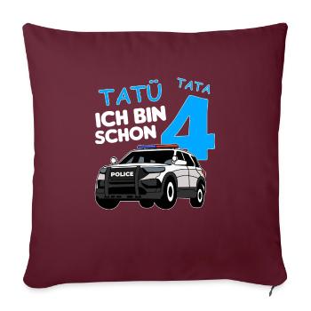 Ich bin schon 4 | 4. Geburtstag Polizei Jungen - Sofakissenbezug 45 x 45 cm - Burgunderrot - Vorne