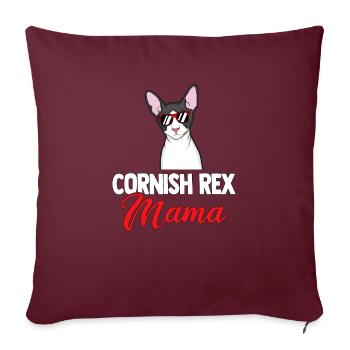 Cornish Rex Mama Papa Chat Maman | Rex de Cornouailles - Housse de coussin décorative 45 x 45 cm - bordeaux - Devant