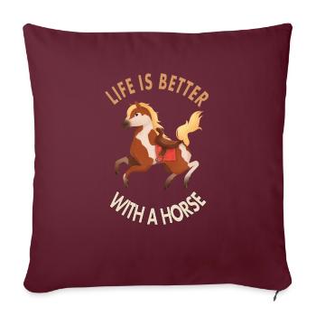 Cavalier de course de chevaux Cavalier Disant Poney Cadeau - Housse de coussin décorative 45 x 45 cm - bordeaux - Devant