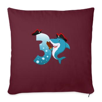 3ème fête d’anniversaire des enfants Shark - Housse de coussin décorative 45 x 45 cm - bordeaux - Devant