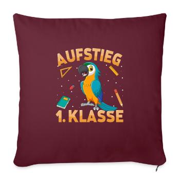 Aufstieg 1. Klasse Papagei - Sofakissenbezug 45 x 45 cm - Burgunderrot - Vorne