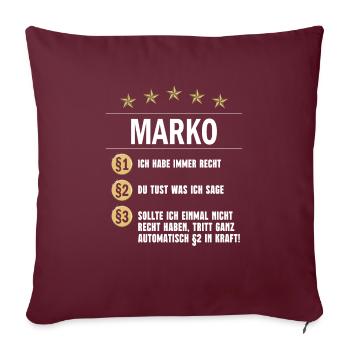 Marko Habe immer Recht Namenstag - Sofakissenbezug 45 x 45 cm - Burgunderrot - Vorne