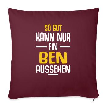 Ben Vorname Name Geburtstag - Sofakissenbezug 45 x 45 cm - Burgunderrot - Vorne