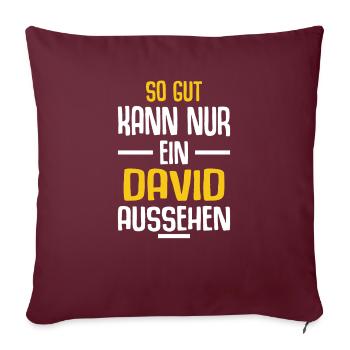 David Vorname Name Geburtstag - Sofakissenbezug 45 x 45 cm - Burgunderrot - Vorne