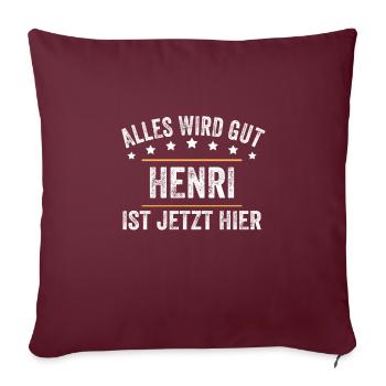 Henri Vorname Name Geburtstag - Sofakissenbezug 45 x 45 cm - Burgunderrot - Vorne