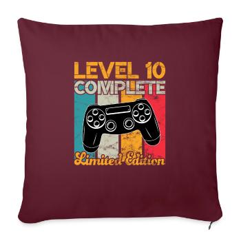 Niveau 10 complet Anniversaire de jeu - Housse de coussin décorative 45 x 45 cm - bordeaux - Devant