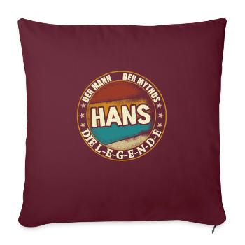 Hans Vorname Name Geburtstag - Sofakissenbezug 45 x 45 cm - Burgunderrot - Vorne