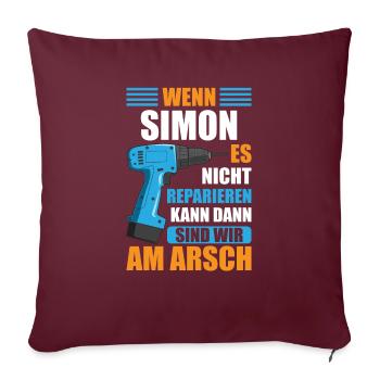 Simon Vorname Name Geburtstag Reparieren - Sofakissenbezug 45 x 45 cm - Burgunderrot - Vorne