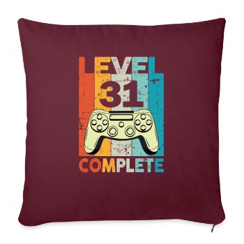 Niveau 31 Anniversaire de jeu complet - Housse de coussin décorative 45 x 45 cm - bordeaux - Devant