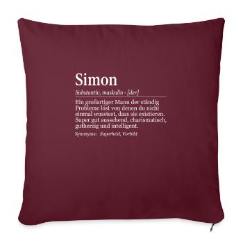 Simon Definition Namenstag Geburtstag Name - Sofakissenbezug 45 x 45 cm - Burgunderrot - Vorne