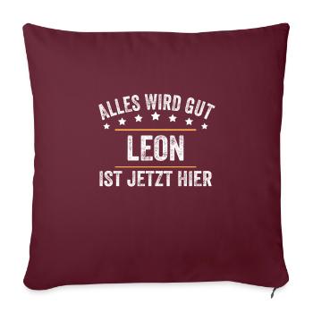 Leon Vorname Name Geburtstag - Sofakissenbezug 45 x 45 cm - Burgunderrot - Vorne