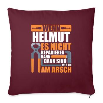 Vorname Helmut Name Geburtstag Geschenk - Sofakissenbezug 45 x 45 cm - Burgunderrot - Vorne