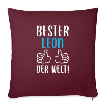 Leon Vorname Name Geburtstag - Sofakissenbezug 45 x 45 cm - Burgunderrot - Vorne
