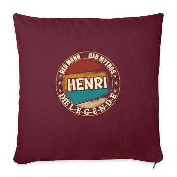 Henri Vorname Name Geburtstag - Sofakissenbezug 45 x 45 cm - Burgunderrot - Vorne