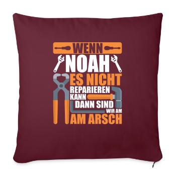 Vorname Noah Name Geburtstag Geschenk - Sofakissenbezug 45 x 45 cm - Burgunderrot - Vorne