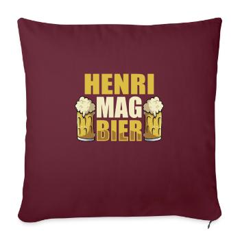 Henri mag Bier Name Geburtstag - Sofakissenbezug 45 x 45 cm - Burgunderrot - Vorne