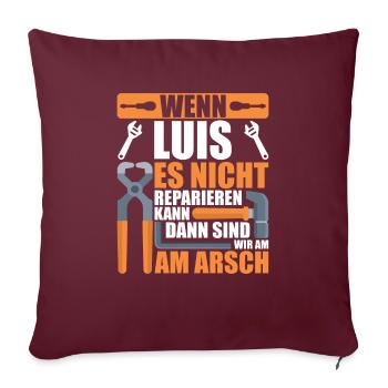 Vorname Luis Name Geburtstag Geschenk - Sofakissenbezug 45 x 45 cm - Burgunderrot - Vorne