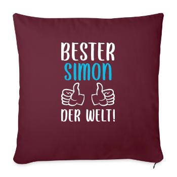 Simon Vorname Name Geburtstag - Sofakissenbezug 45 x 45 cm - Burgunderrot - Vorne