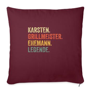 Karsten Grillmeister Ehemann Vorname Grillen - Sofakissenbezug 45 x 45 cm - Burgunderrot - Vorne