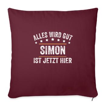 Simon Vorname Name Geburtstag - Sofakissenbezug 45 x 45 cm - Burgunderrot - Vorne