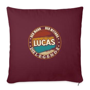 Lucas Vorname Name Geburtstag - Sofakissenbezug 45 x 45 cm - Burgunderrot - Vorne