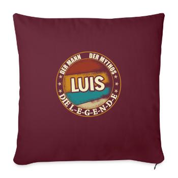 Luis Vorname Name Geburtstag - Sofakissenbezug 45 x 45 cm - Burgunderrot - Vorne