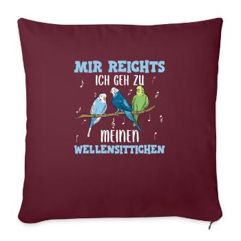 Wellensittich Nymphensittich Papagei Vogelkäfig - Sofakissenbezug 45 x 45 cm - Burgunderrot - Vorne