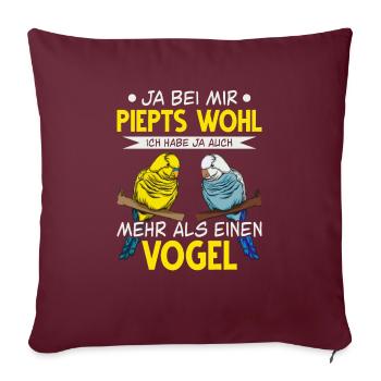 Wellensittich Nymphensittich Papagei Vogelkäfig - Sofakissenbezug 45 x 45 cm - Burgunderrot - Vorne