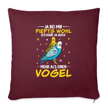 Wellensittich Nymphensittich Papagei Vogelkäfig - Sofakissenbezug 45 x 45 cm - Burgunderrot - Vorne