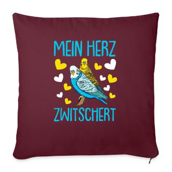 Wellensittich Nymphensittich Papagei Vogelkäfig - Sofakissenbezug 45 x 45 cm - Burgunderrot - Vorne