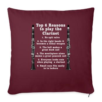 Clarinettiste Musiciens d’orchestre - Housse de coussin décorative 45 x 45 cm - bordeaux - Devant
