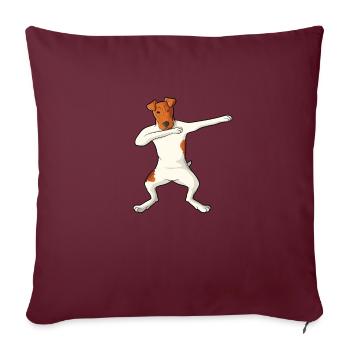 Glatthaar Foxterrier Hund - Sofakissenbezug 45 x 45 cm - Burgunderrot - Vorne