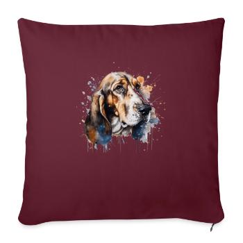 Basset Hound - Housse de coussin décorative 45 x 45 cm - bordeaux - Devant