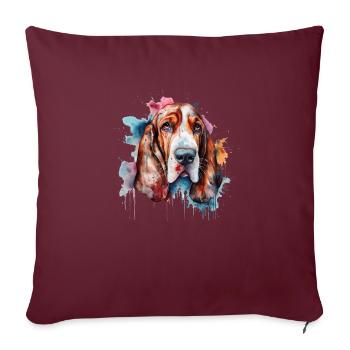 Basset Hound - Housse de coussin décorative 45 x 45 cm - bordeaux - Devant