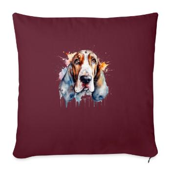 Basset Hound - Housse de coussin décorative 45 x 45 cm - bordeaux - Devant