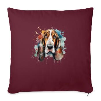 Basset Hound - Housse de coussin décorative 45 x 45 cm - bordeaux - Devant