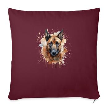 Malinois belge - Housse de coussin décorative 45 x 45 cm - bordeaux - Devant