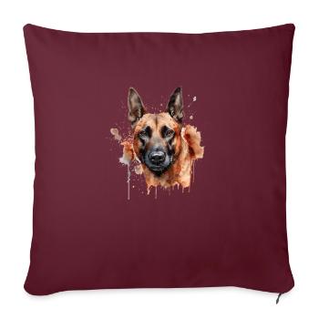 Malinois belge - Housse de coussin décorative 45 x 45 cm - bordeaux - Devant