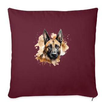 Malinois belge - Housse de coussin décorative 45 x 45 cm - bordeaux - Devant