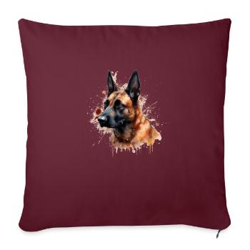 Malinois belge - Housse de coussin décorative 45 x 45 cm - bordeaux - Devant