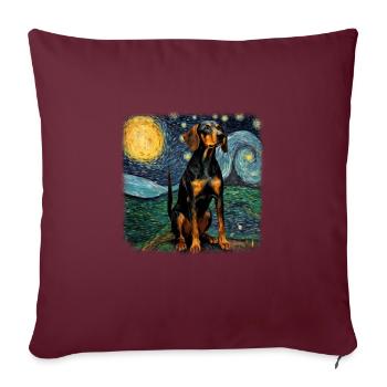 Black and Tan Coonhound Van gogh nuit étoilée - Housse de coussin décorative 45 x 45 cm - bordeaux - Devant