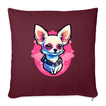 Dessin de chien Chihuahua - Housse de coussin décorative 45 x 45 cm - bordeaux - Devant