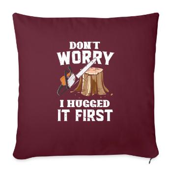Bûcheron tronçonneuse arboriste - Housse de coussin décorative 45 x 45 cm - bordeaux - Devant