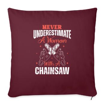 Bûcheron tronçonneuse arboriste - Housse de coussin décorative 45 x 45 cm - bordeaux - Devant
