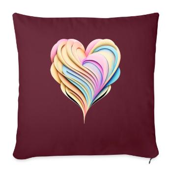 Coeur arc-en-ciel pastel en aspect 3D - Housse de coussin décorative 45 x 45 cm - bordeaux - Devant