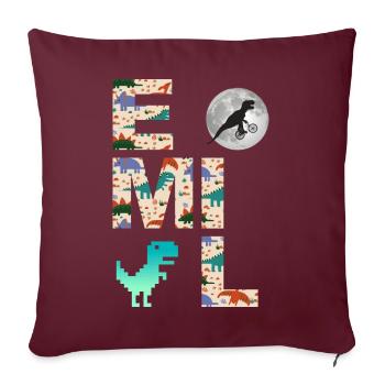 EMIL - Beau prénom de garçon avec dinosaure - Housse de coussin décorative 45 x 45 cm - bordeaux - Devant