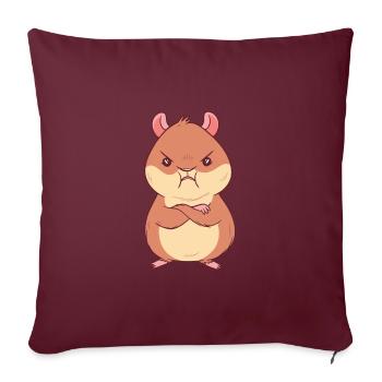 Hamster en colère - Housse de coussin décorative 45 x 45 cm - bordeaux - Devant